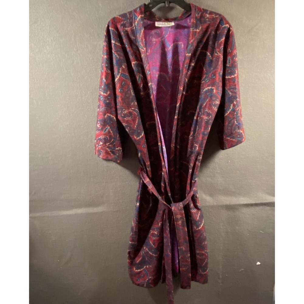 vintage 80s men robe os Paisley belted pockets lebowski playboy hugh hefner